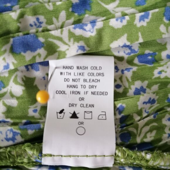 Y2K Code X Mode Womens Green Floral Print Ruffle Layered Fit & Flare Dress Sz L - Picture 7 of 7